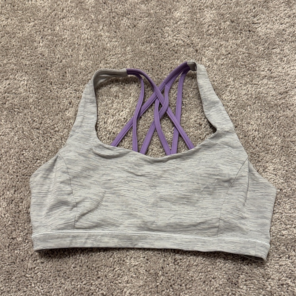 Gray and Purple Women's Sports Bra